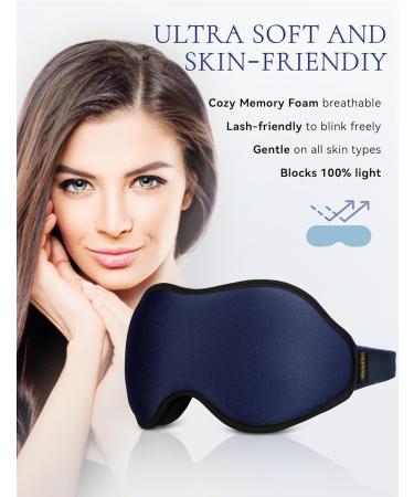 Premium Sleep Masks for Men & Women - 3D Contoured Blackout Eye Cover for Travel Side Sleepers & Lash Extensions - Soft Memory Foam Available in Black & Blue - Buy Online on GoSupps.com