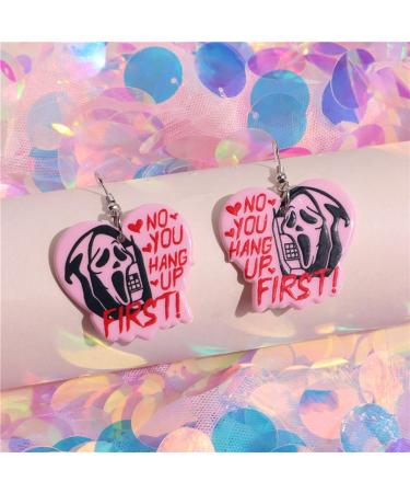 Feyley Halloween Acrylic Drop Earrings - Heart Skull Dangle Jewelry for Women | Funny Statement Earrings - Buy Online on GoSupps.com