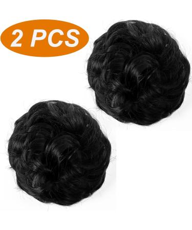 JJstar 2PCS Curly Fake Hair Buns Donut Tousled Updo - Jet Black - Buy Online on GoSupps.com