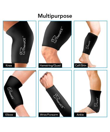 TheraICE Reusable Gel Cold Pack Sleeve - Large Black | for Elbow, Knee, Ankle, Calf | Flexible Cold Wrap - Buy Online on GoSupps.com