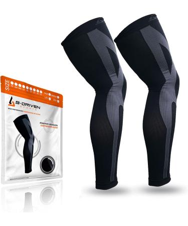 B-Driven Sports Full Leg Compression Sleeves - 20-30mmHG Medical Grade - Running and Recovery Support for Men and Women - Thigh, Calf, and Knee Compression - Size Medium - Buy Online on GoSupps.com
