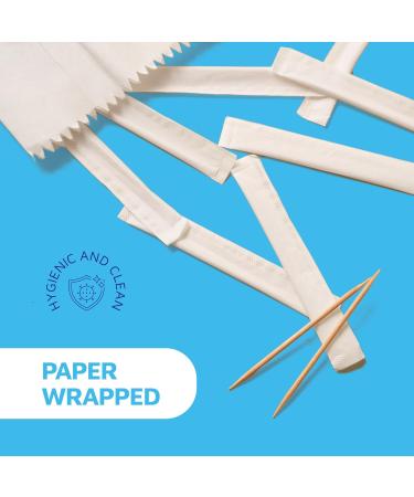 Montopack Eco-Friendly Wooden Toothpicks | Bulk 1000 Individually Wrapped Double Pointed Picks for Appetizers Cocktails & Cleaning - Buy Online on GoSupps.com