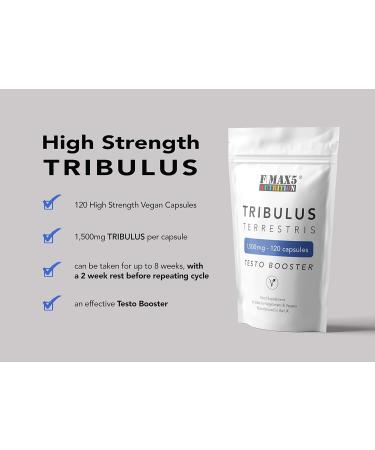 High Strength Tribulus Terrestris 1500mg | 95% Saponins | Testosterone Booster for Men | 120 Capsules | UK Manufactured - Buy Online on GoSupps.com