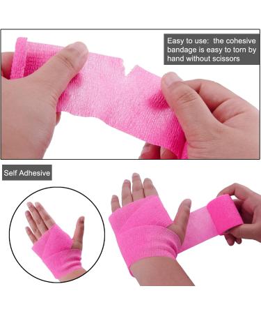 BQTQ 8 Rolls Neon Pink Cohesive Bandage 2 Inch - Self Adherent Sport Wrap Tape for Ankle Sprains - Stretch Bandage Wrap for Humans and Animals - Buy Online on GoSupps.com