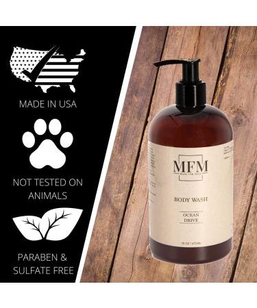 Organic Men's Body Wash - Paraben-Free, All-Natural with Shea Butter & Hemp Oil | Ocean Drive Scent - 16oz - Buy Online on GoSupps.com
