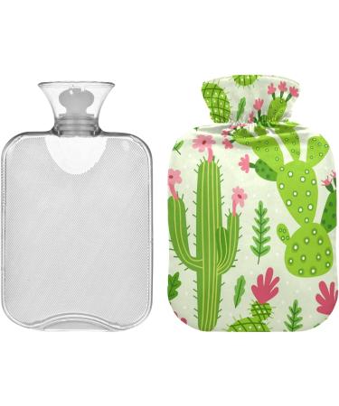NAANLE 2L Cartoon Cactus Hot Water Bottle - Pain Relief for Menstrual Cramps Hand & Foot Heat Therapy | Transparent Design - Buy Online on GoSupps.com
