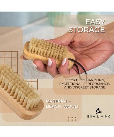 ENA Living Nail Brush (9.5x3.3 cm) | Wooden Eco Nail Brush | Sustainable Wooden Nail Brush Made From Beechwood | Long Lasting and Sturdy Natural Nail Brush Cleaner - Buy Online on GoSupps.com