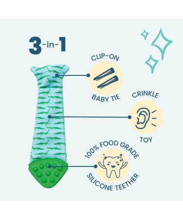 Tasty Tie Teething Tie: 3-in-1 Clip-on Baby Tie - Crinkle Toy & Silicone Teether | Gator Style | Unique Baby Boy Gift - Buy Online on GoSupps.com