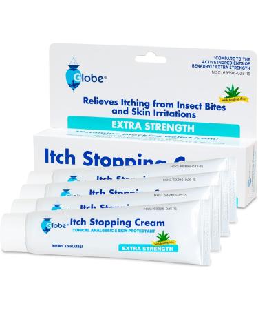 Globe Extra Strength Anti-Itch Cream 1.5 Oz - 4 Pack | Histamine Blocker & Zinc Protectant for Outdoor Itch Relief - Buy Online on GoSupps.com
