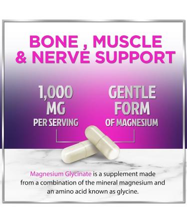 Magnesium Glycinate Supplement 1000mg - 100% Chelated & Purified - to Support Sleep Heart Health Muscles & Bone Strength - Best Absorption Magnesium Glycinate Bottled in USA - 120 Capsules 120 Count (Pack of 1) - Buy Online on GoSupps.com