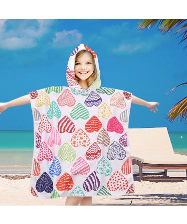 FEBE Bath Poncho for Kids | Hooded Bath Towel & Bathrobe for Toddlers | Heart Design | International Shipping - Buy Online on GoSupps.com
