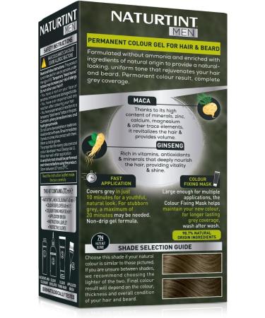 Naturtint Men Permanent Hair Colour Gel 7N Hazelnut Blonde for Hair Beard and Moustache. Ammonia Free up to 100% Grey Coverage Natural Looking Long Lasting Results - Buy Online on GoSupps.com