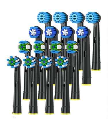Replacement Toothbrush Heads Fits Oral B Braun for Precision/Sensitive/Floss/Cross Clean Replacement Brush Heads Pack of 16 Black Standard Clean Heads Refill for 7000/Pro1000/9600/5000 - Buy Online on GoSupps.com