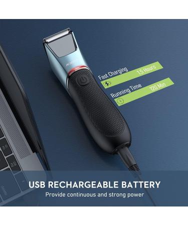 Kibiy Men's Body Groomer & Groin Hair Trimmer with LED Light - Rechargeable Wet/Dry Clippers for Pubic Area - Blue - Buy Online on GoSupps.com