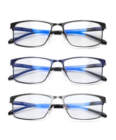 LADEESSE 3-Pack Reading Glasses Blue Light Blocking TR90 Reading Glasses for Women Men Anti Glare Filter Lightweight Eyeglasses (3-Pack Black 4.0)