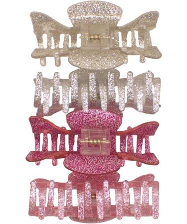 Topkids Accessories 4 Pc Medium Glitter Hair Claws Pretty Sparkly Hair Clips for Women Suitable for Thicker Hair and All Hair Types Womens Hair Clips Pretty Hair Clips 4pc Pinks - Buy Online on GoSupps.com