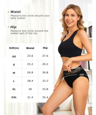 Leovqn Lace Trim Period Pants for Women - Heavy Flow Menstrual Underwear, Leakproof Postpartum Briefs - Size M Black - Buy Online on GoSupps.com