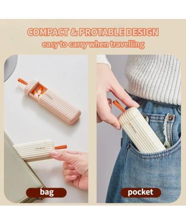 Travel Pill Organizer - Portable Pill Box with Hanging Rope Pull-Out Compartments for Vitamins Supplements & Medication (Pink - Buy Online on GoSupps.com