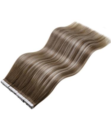 Laavoo Ombre Brown Tape-In Extensions | Remy Human Hair 60cm | Light Brown to Platinum Blonde #8/60/8 | 20pcs 50g - Buy Online on GoSupps.com