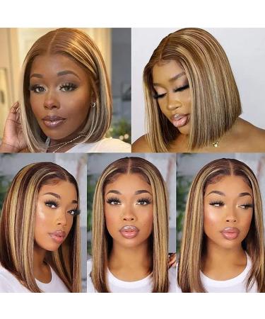 10-Inch Highlight Bob Wig Ombre P427 - Human Hair Lace Frontal Bob with Natural Hairline - Buy Online on GoSupps.com