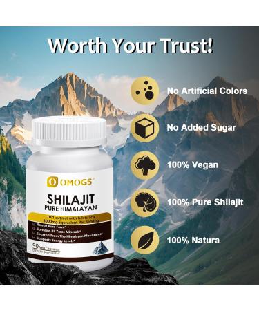 OMOGS Shilajit Pure Himalayan Organic Shilajit Capsules with Fulvic Acid & 85+ Trace Minerals Complex for Energy Strength Stamin & Immunity for Men/Women - 90 Veg Capsules - Buy Online on GoSupps.com