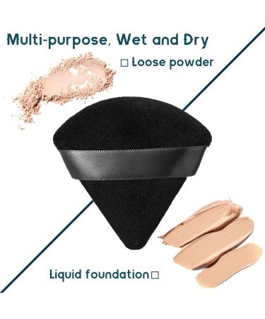 2 Pack Triangle Makeup Puff Set - Reusable Sponge with Strap for Loose Powder & Foundation - Wet/Dry Makeup Tool - Black - Buy Online on GoSupps.com