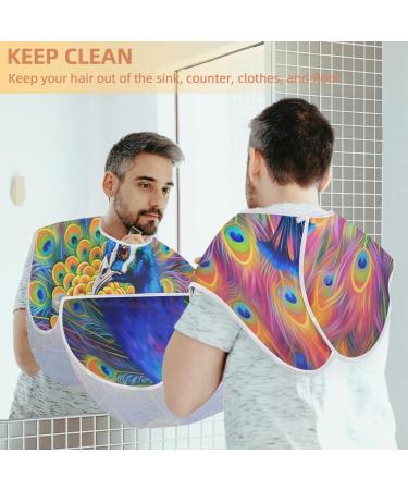 Colorful Peacock Beard Bib Apron - Beard Hair Catcher for Men | Perfect Gift for Father's Day Anniversary & Christmas | Includes 2 Suction Cups - Buy Online on GoSupps.com