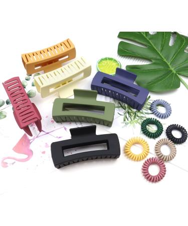 Matte Rectangle Hair Claw Clips - Strong Hold Jumbo Hair Styling Accessories for Women - Non-Slip Catch - 6 Colors (C Set-3) - Buy Online on GoSupps.com