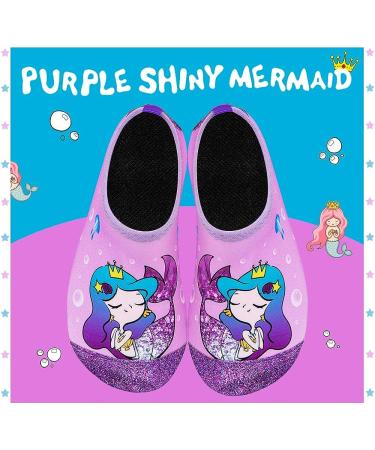 Kids Toddler Water Shoes Quick Dry Aqua Socks Non Slip Beach Swim Pool - D-Purple Shiny Mermaid - Size 12.5-13 Little Kid - Buy Online on GoSupps.com