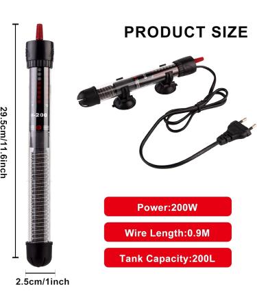 Vegena Aquarium Heater 200W Adjustable Thermostat for 200L Fish Tanks | Reliable Heating Rod with Suction Cups - Buy Online on GoSupps.com