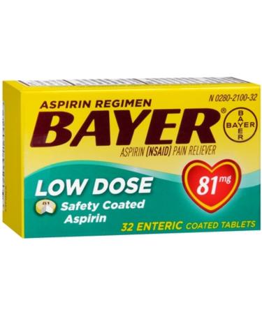 Aspirin Regimen Bayer 81mg Enteric Coated Tablets 1 Doctor Recommended Aspirin Brand Pain Reliever 32 Count