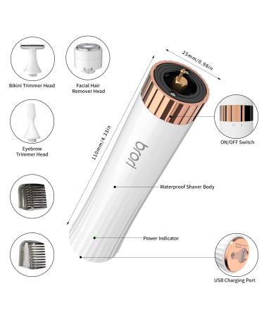 Brori Electric Facial Shaver Razor for Women - Painless Bikini Trimmer for Pubic Hair Removal - Wet & Dry Lady Shaver for Legs, Arms, and Eyebrows - Rechargeable Cordless Shaver (Style 2) - Buy Online on GoSupps.com