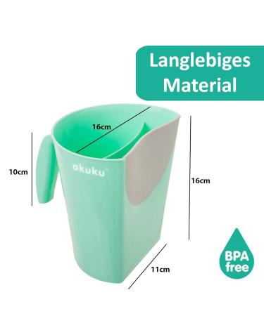 Akuku Green Hair Washing Cup for Kids | Shampoo Eye Protection & Shower Aid | Safe Bathing Mug for Children - Buy Online on GoSupps.com