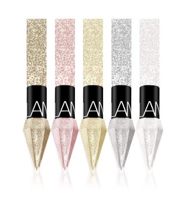 LAMUSELAND Glitter Liquid Eyeliner Set - 5 Colors Metallic Shimmer Pigment Eye Liner Pen - Waterproof Long Lasting Eyeshadow Makeup - Diamond Shape - 5pcs - Buy Online on GoSupps.com