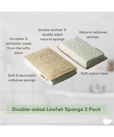 EKOH Natural Compostable Loofah Sponge - 2 Pack | Eco-Friendly Biodegradable Body & Kitchen Sponge - Buy Online on GoSupps.com