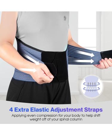 NEENCA Back Support Brace Adjustable Lumbar Support for Pain Relief of Back/Lumbar/Waist Waist Wrap with Spring Stabilizers for Injury Herniated Disc Sciatica Scoliosis and more - FSA/HSA APPROVED Black-blue Large - Buy Online on GoSupps.com