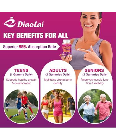 Calcium Citrate Gummies - 1000mg per Serving - Supports Bone & Teeth Health with Vitamin D3 & K2 - Delicious Peach Flavor - Non-GMO Gluten-Free - 60 Gummies 1pack - Buy Online on GoSupps.com