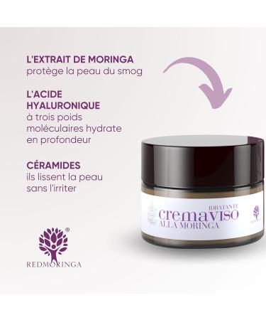RedMoringa Anti-Wrinkle Face Cream with Hyaluronic Acid Moringa and Ceramides for Women and Men Anti-Aging and Anti-Pollution Effect for Combination Skin - 99% Natural - 50 ml - Made in Italy - Buy Online on GoSupps.com
