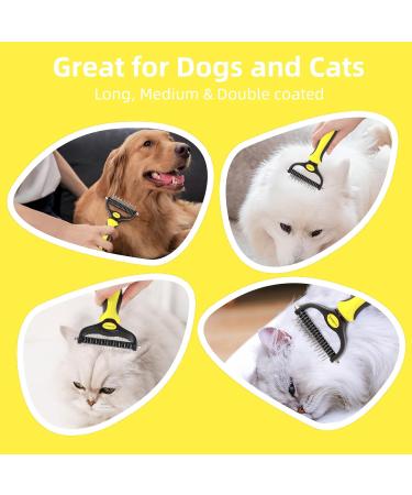 Jaswell Subfellbrush for Dogs & Cats Premium De-Shedding Brush for Medium to Long Hair & Undercoat - Yellow - Buy Online on GoSupps.com