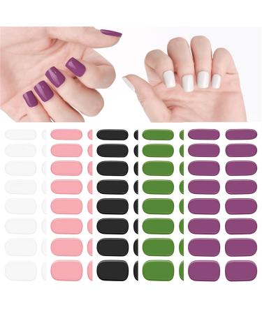 Glam Gelz Nail Sticker Sarafine Nail Strips - Peel and Stick Nail Polish Gel Nail Stickers Semi Cured Nail Art Stickers for Gel Nails French Stickers for Nails Full Nail Wraps (5PCS-A)