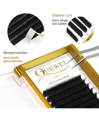 Quewel Self-Fan L Curl Volume Eyelashes - 0.05 Strength Mix 8-15mm | Easy Lash Extensions for Flawless Looks - Buy Online on GoSupps.com