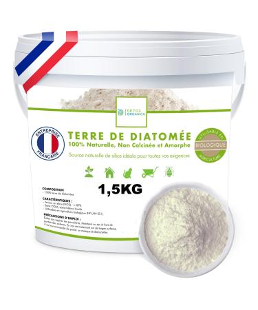 Diatomaceous Earth Bed Bug Usable in Organic Farming 100% Natural and Made in France Cat Wormer Dog Wormer Anti Bed Bugs (1.5kg)