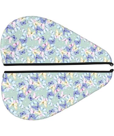 Hair Towel Wrap for Quick Drying Colorful Butterfly Design | Hair Drying Towel Turban with Button - Buy Online on GoSupps.com