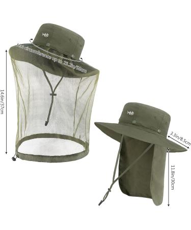 Buy Bassdash UPF 50+ Moskito Sonnenhut - Men & Women Fishing Hiking Camping Hat with Neck Protection - Army Green - Buy Online on GoSupps.com