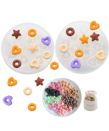 2 pcs Silicone Cereal Candle Molds Star Heart Wax Rings Lucky Charms Candle Molds (Pack of 2)