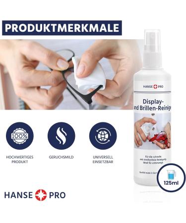 Hanseatic Pro Glasses Cleaner - 2 x 125 ml | Fast Strip-Free Cleaning Spray for Glasses & Displays | Ideal for Crystal Clear Vision - Buy Online on GoSupps.com