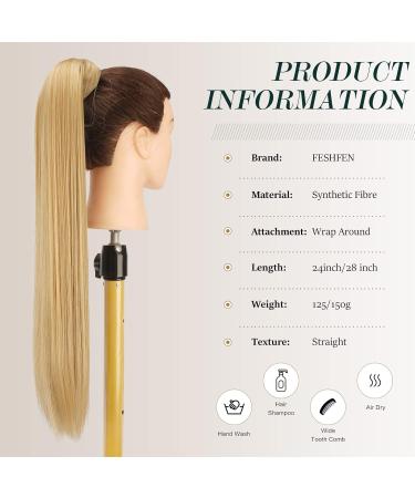 Buy Fish Long Smooth Ponytail Hair Extension - 60cm Synthetic Braid for Women & Girls - Strawberry Blonde Bleach Blonde 27/613# - International Shipping Available - Buy Online on GoSupps.com