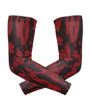 ZZKKO Ancient Dragon Cooling Arm Sleeves Cover Uv Sun Protection for Men Women Running Golf Cycling Arm Warmer Sleeves 1 Pair