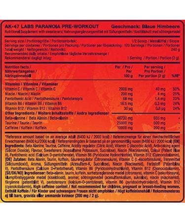 AK-47 Labs AK-47 Pre-Workout Paranoia Booster - Blue Raspberry 240g | International Shipping for Fitness & Bodybuilding - Buy Online on GoSupps.com