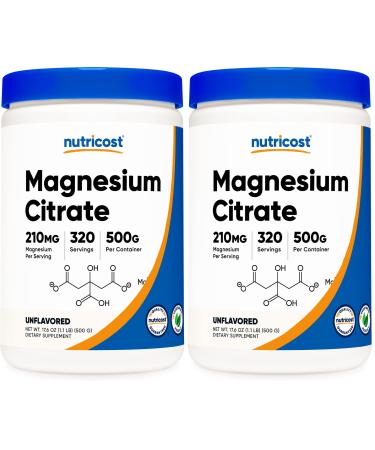 Nutricost Magnesium Citrate Powder (Unflavored 500 Gram) (Pack of 2)
